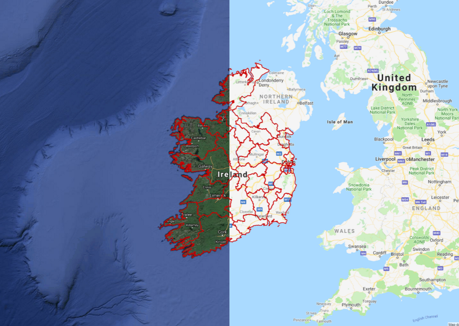 The Irish County Boundaries with Constituencies Boundaries 