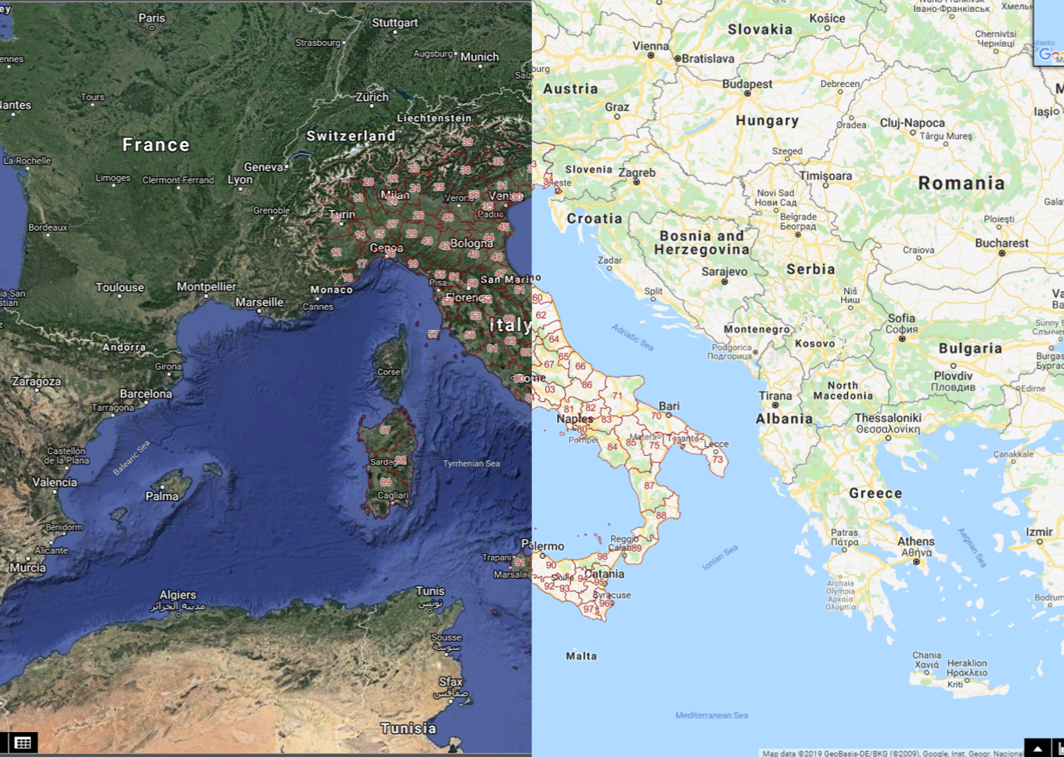 Italy 2 Digit Postcode boundaries